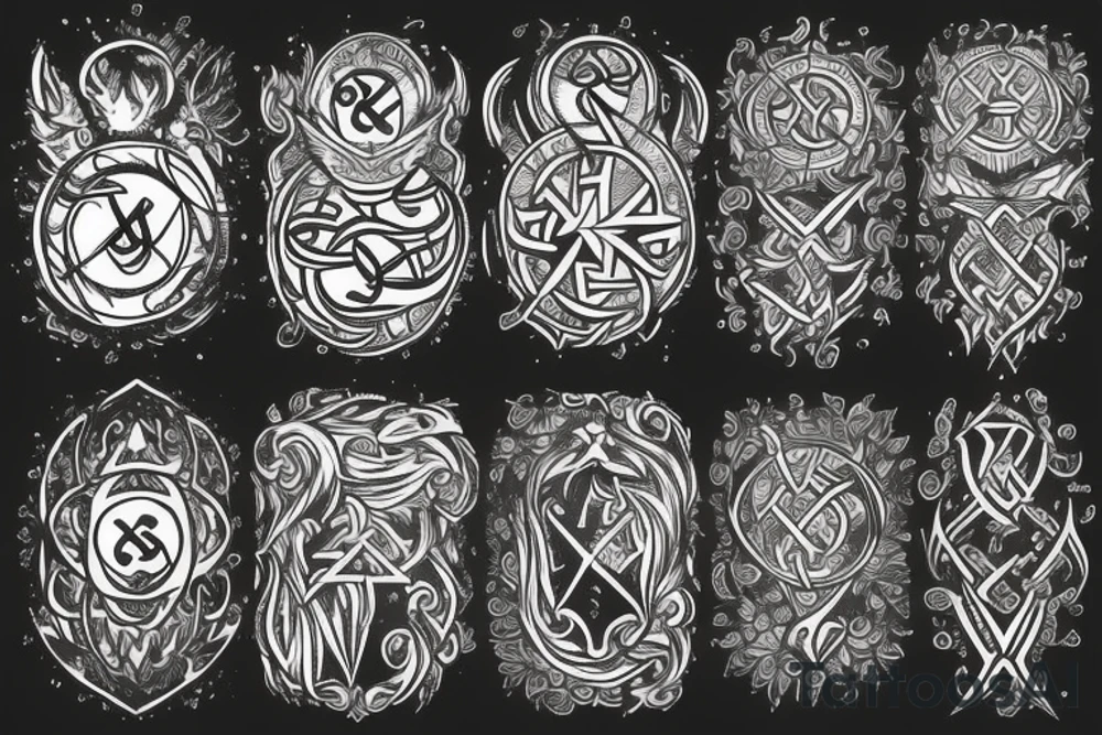 Yggdrasil, The helm of Awe, Vegvisir and Nordic Runes L and M combined tattoo idea
