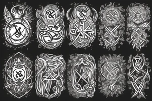 Yggdrasil, The helm of Awe, Vegvisir and Nordic Runes L and M combined tattoo idea