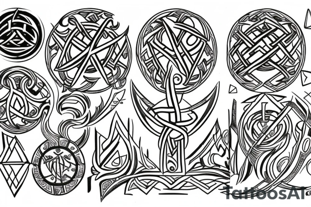 Yggdrasil, The helm of Awe, Vegvisir and Nordic Runes L and M combined tattoo idea