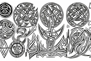 Yggdrasil, The helm of Awe, Vegvisir and Nordic Runes L and M combined tattoo idea