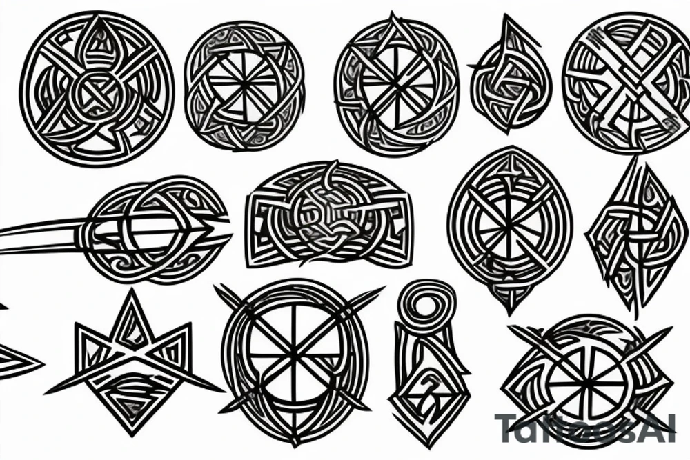 Yggdrasil, The helm of Awe, Vegvisir and Nordic Runes L and M combined tattoo idea