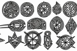 Yggdrasil, The helm of Awe, Vegvisir and Nordic Runes L and M combined tattoo idea