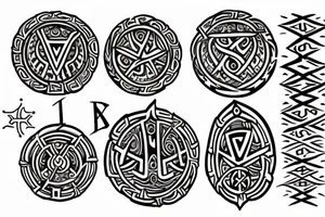 Yggdrasil, The helm of Awe, Vegvisir and Nordic Runes L and M combined tattoo idea