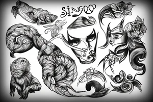Un singe avec la longue sortante tattoo idea