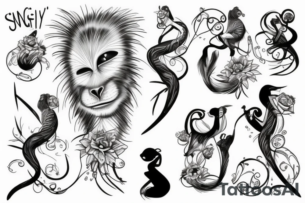 Un singe avec la longue sortante tattoo idea