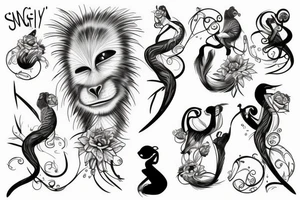 Un singe avec la longue sortante tattoo idea