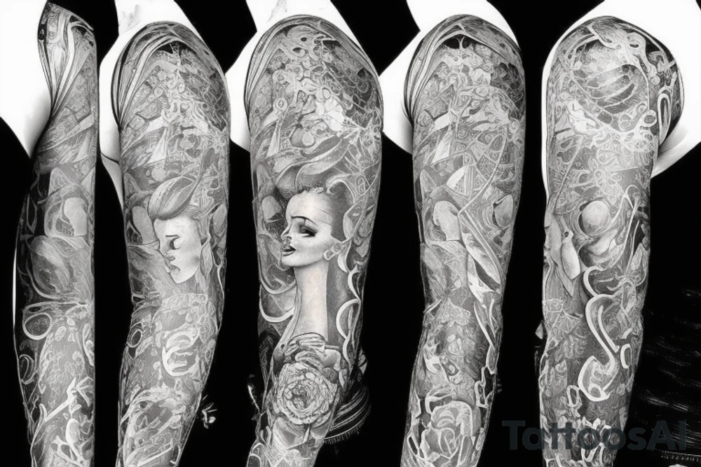 Full sleeve tattoo design for aquaries tattoo idea