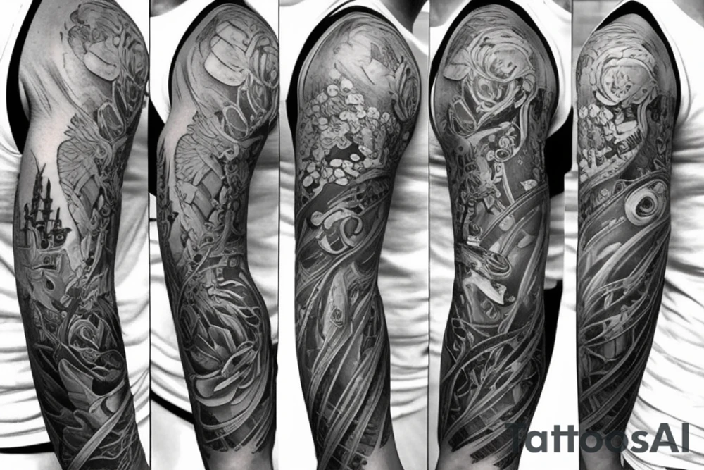 Full sleeve tattoo design for aquaries tattoo idea