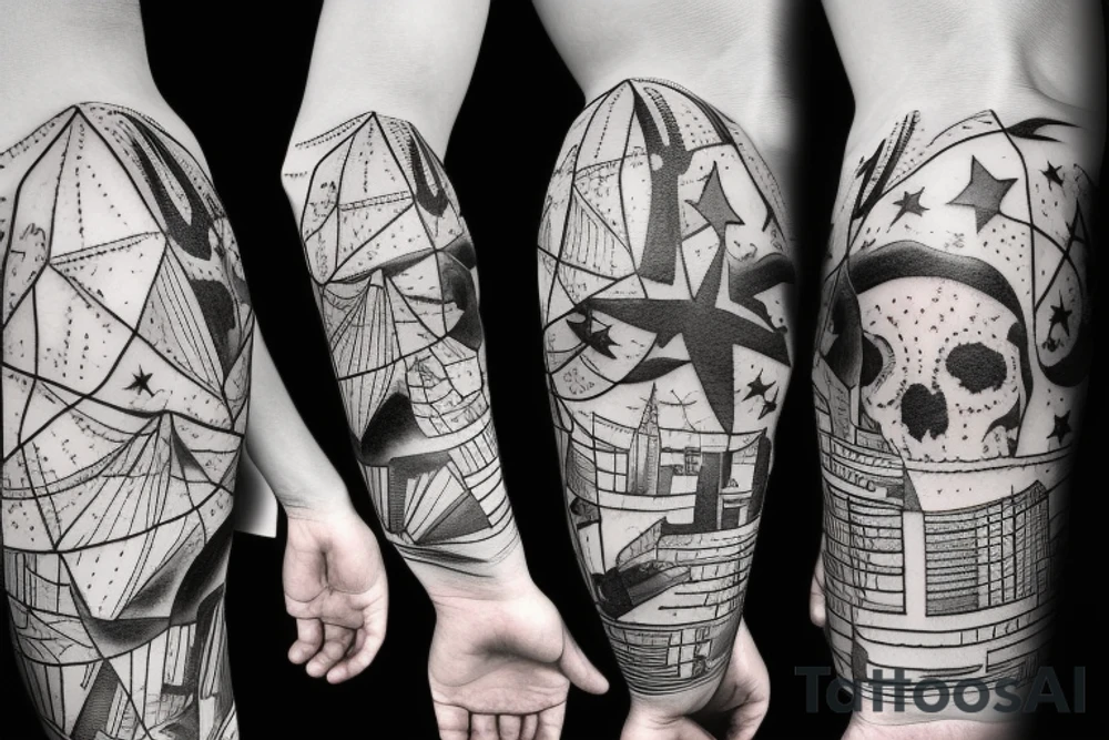 the city holds the man who reaches for the stars to freedom tattoo idea