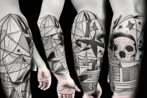 the city holds the man who reaches for the stars to freedom tattoo idea