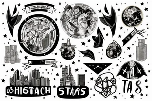 the city holds the man who reaches for the stars tattoo idea