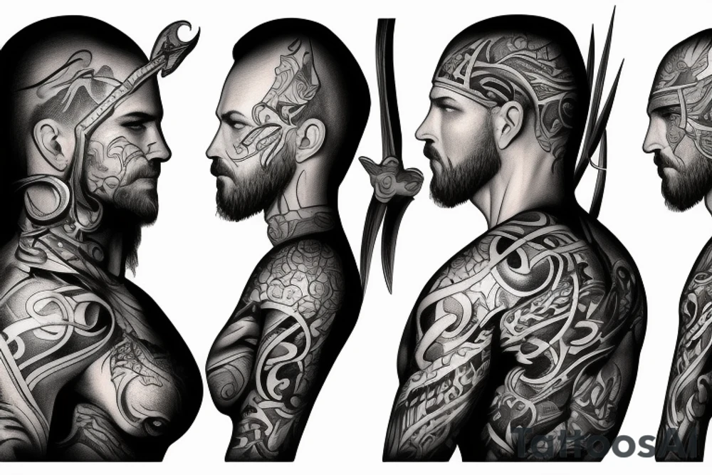 a warrior standing with honor tattoo idea