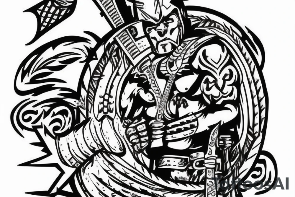 a warrior standing with honor tattoo idea