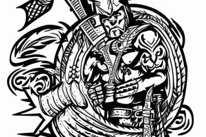 a warrior standing with honor tattoo idea