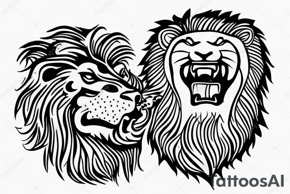 lion taking a rose in his mouth tattoo idea
