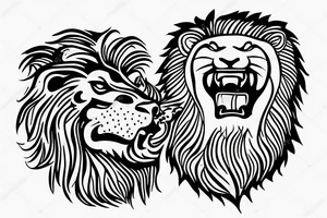 lion taking a rose in his mouth tattoo idea