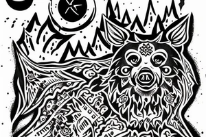 Slavic bear volcano tattoo idea