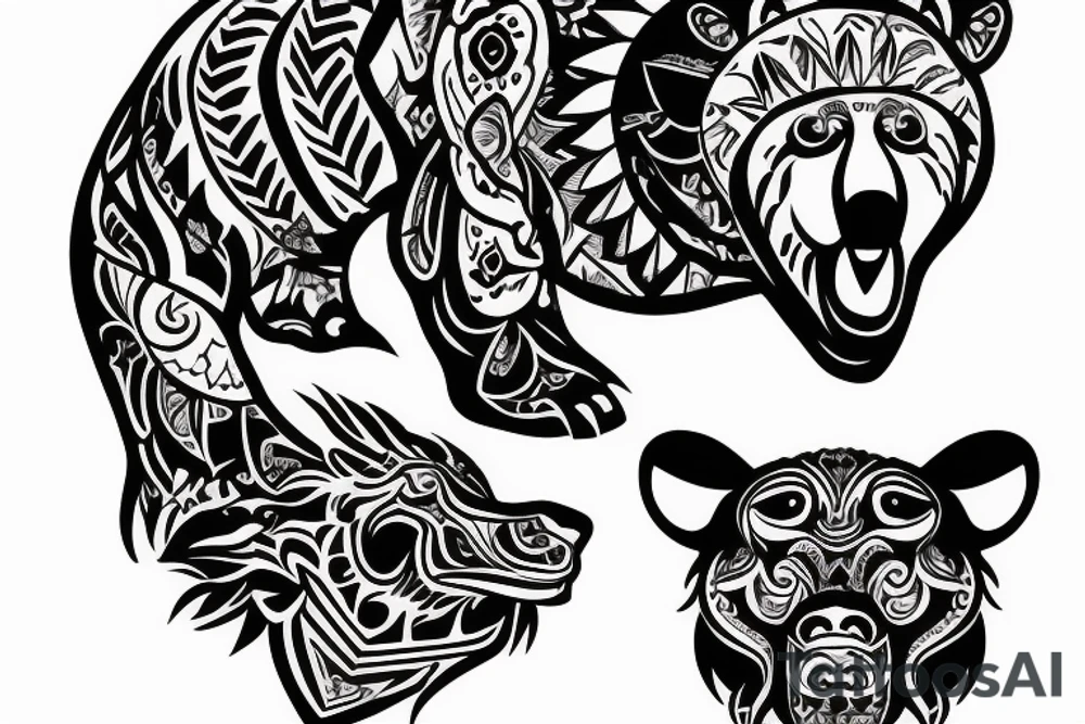 Slavic bear volcano tattoo idea