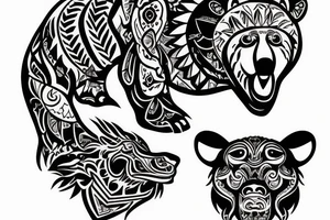 Slavic bear volcano tattoo idea