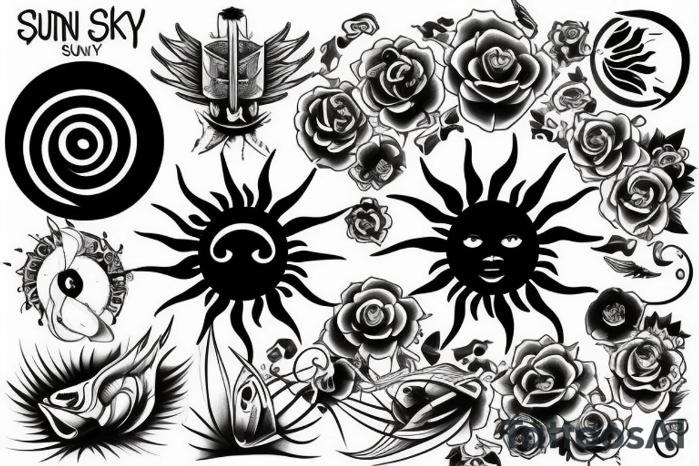 Sun sky music tattoo idea