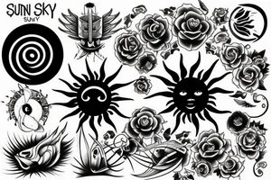 Sun sky music tattoo idea