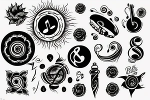 Sun sky music tattoo idea