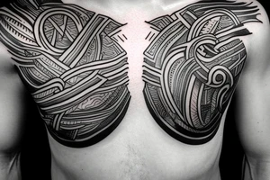 Branches on chest with symbols tattoo idea