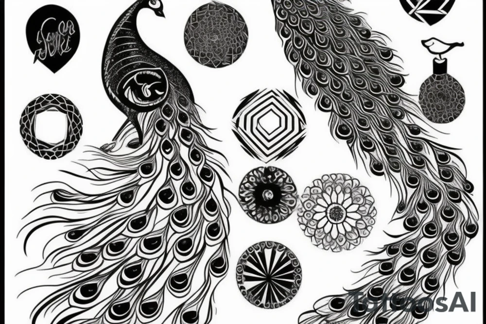 Peacock in a sky tattoo idea