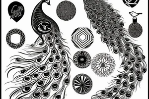 Peacock in a sky tattoo idea