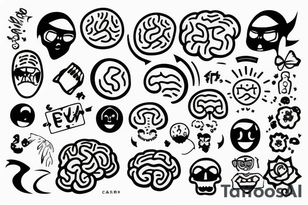 brain angry and happy tattoo idea
