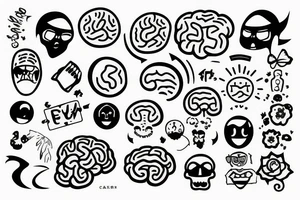 brain angry and happy tattoo idea