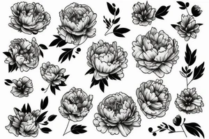 Peonies, twinkles and stars tattoo idea