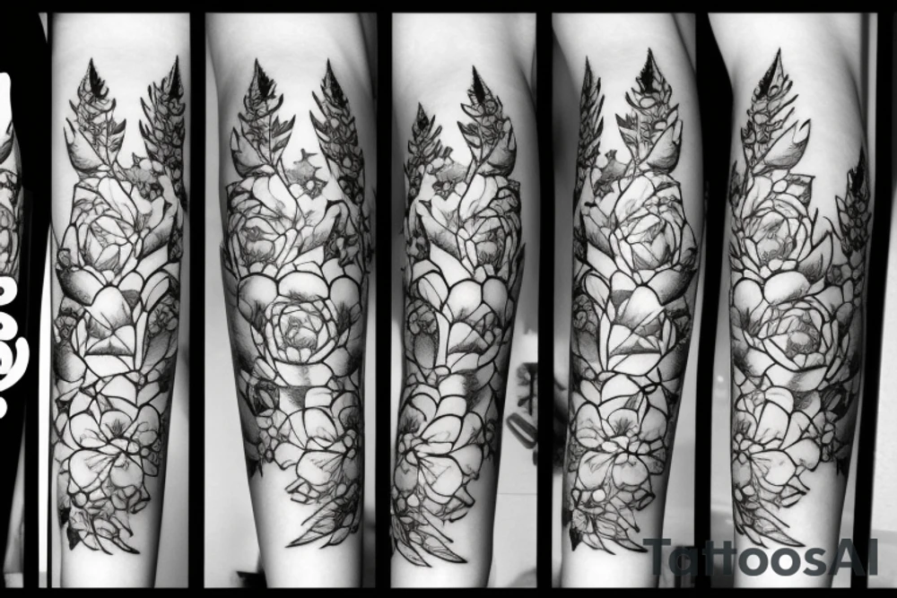 Peonies with twinkles and stars tattoo idea