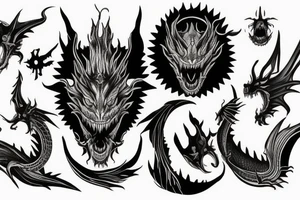 black horror dragon tattoo idea