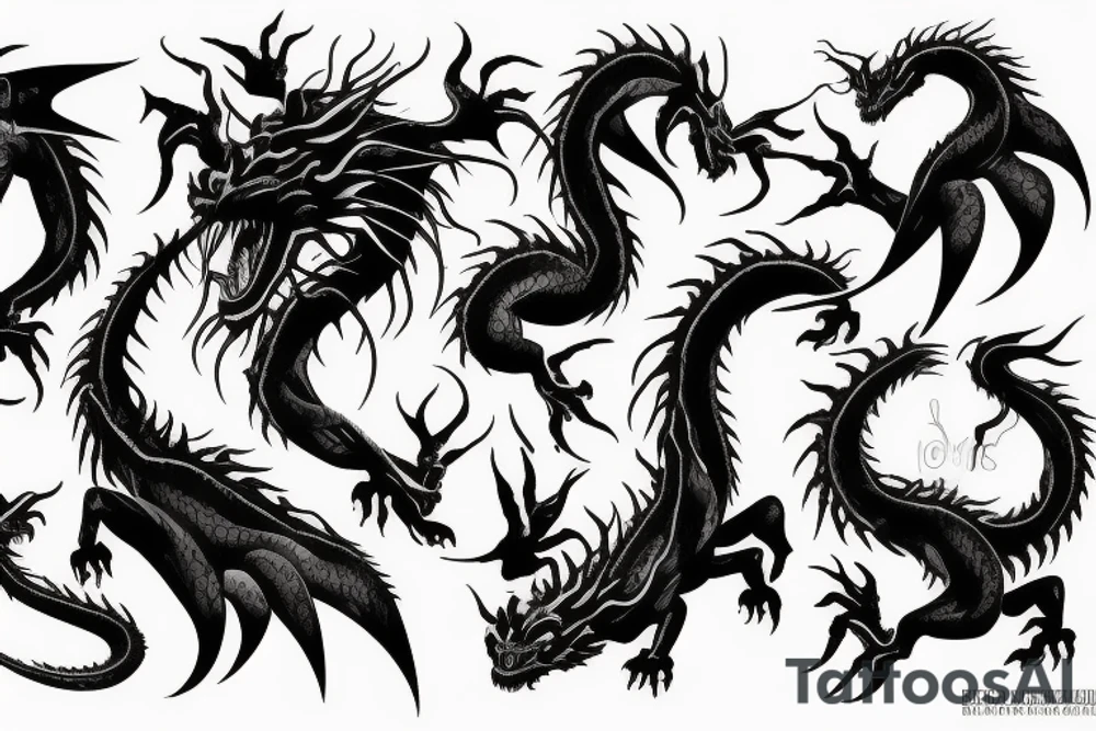 black horror dragon tattoo idea