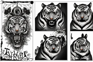 black horror tiger tattoo idea