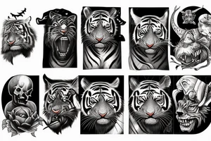 black horror tiger tattoo idea