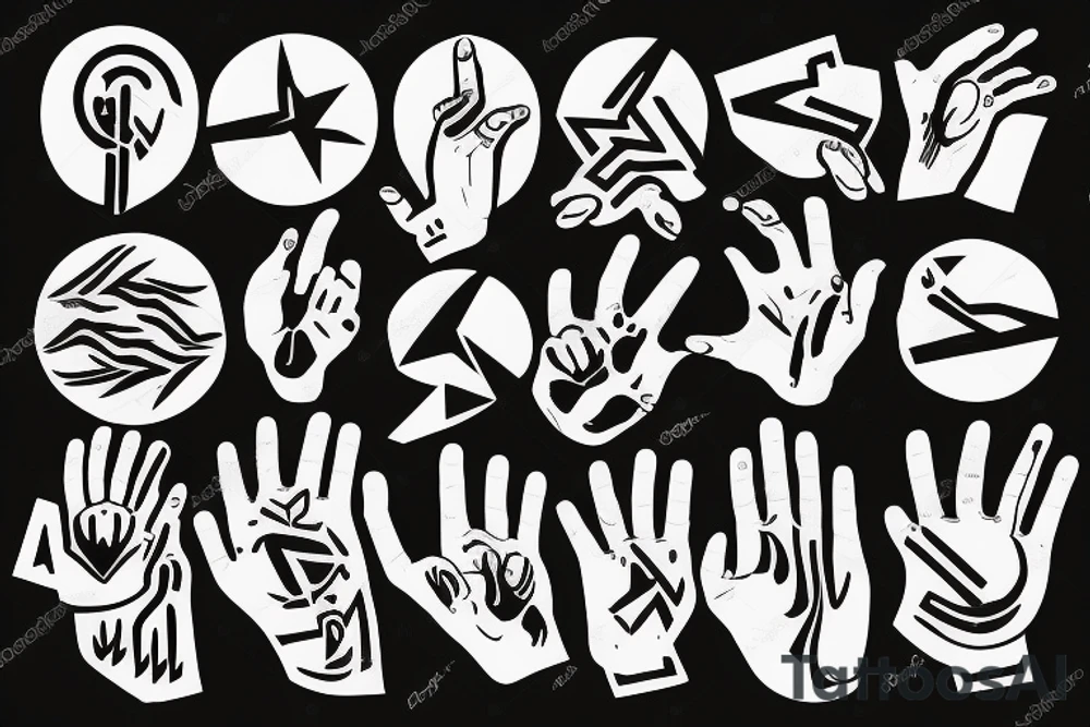 black graphic hand symbols tattoo idea
