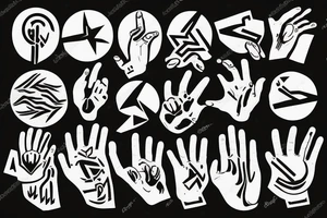 black graphic hand symbols tattoo idea