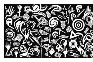 black graphic hand symbols tattoo idea