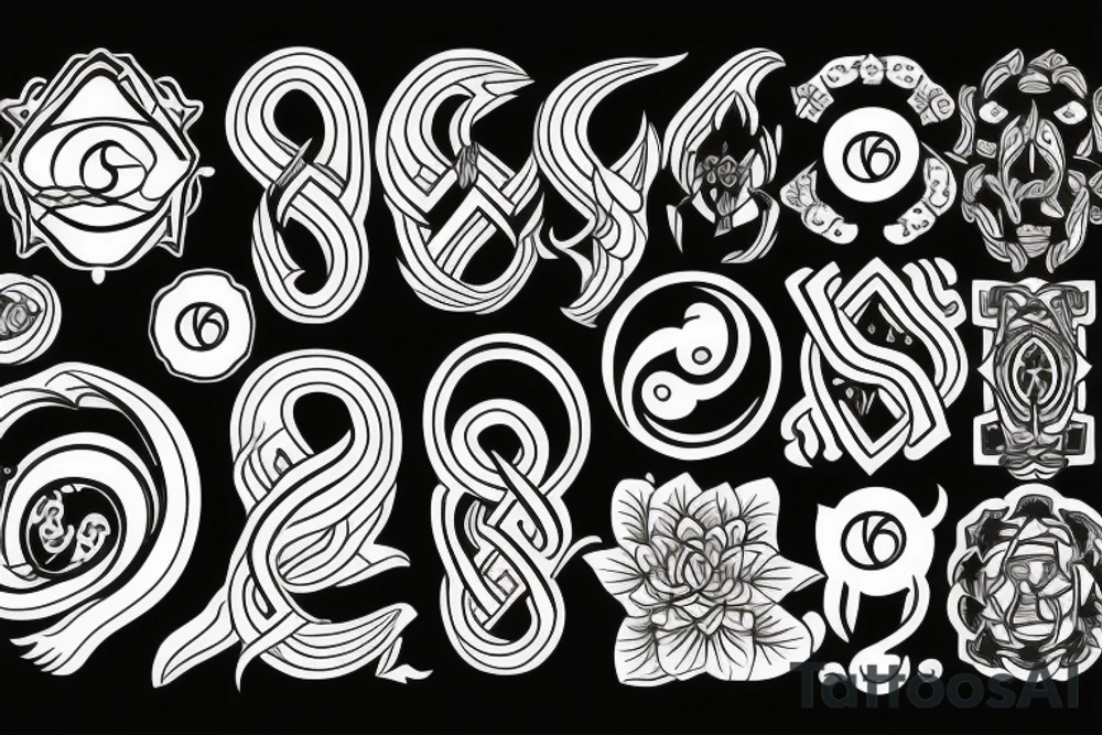 black spiritual symbols tattoo idea