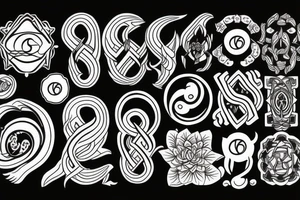 black spiritual symbols tattoo idea