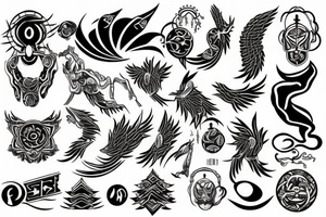 black spiritual symbols tattoo idea