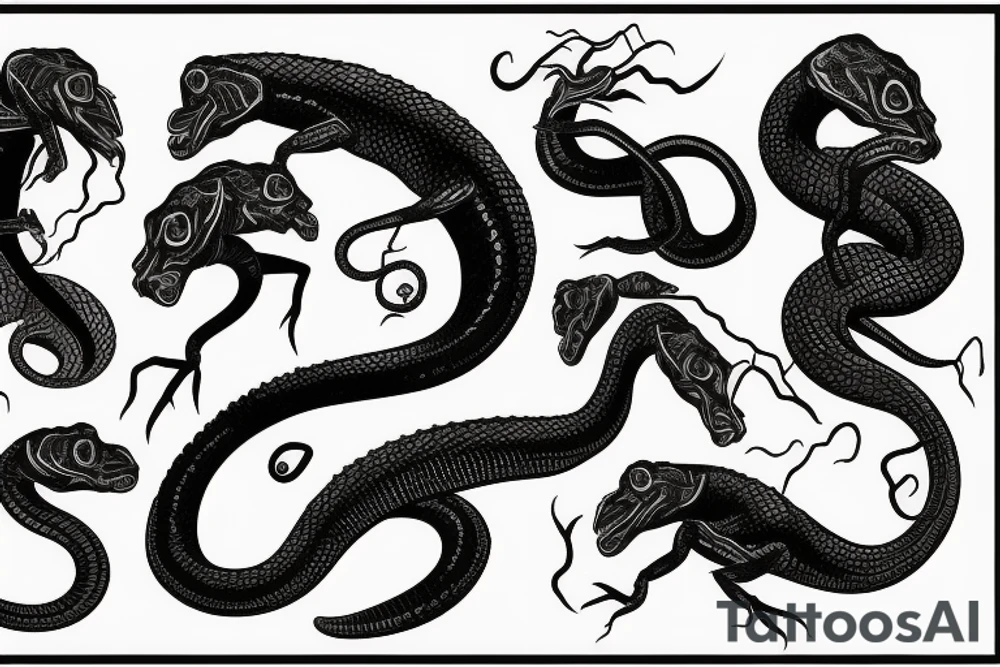 black horror reptile snake tattoo idea