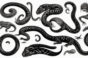 black horror reptile snake tattoo idea