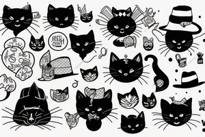black cat with a funny hat tattoo idea