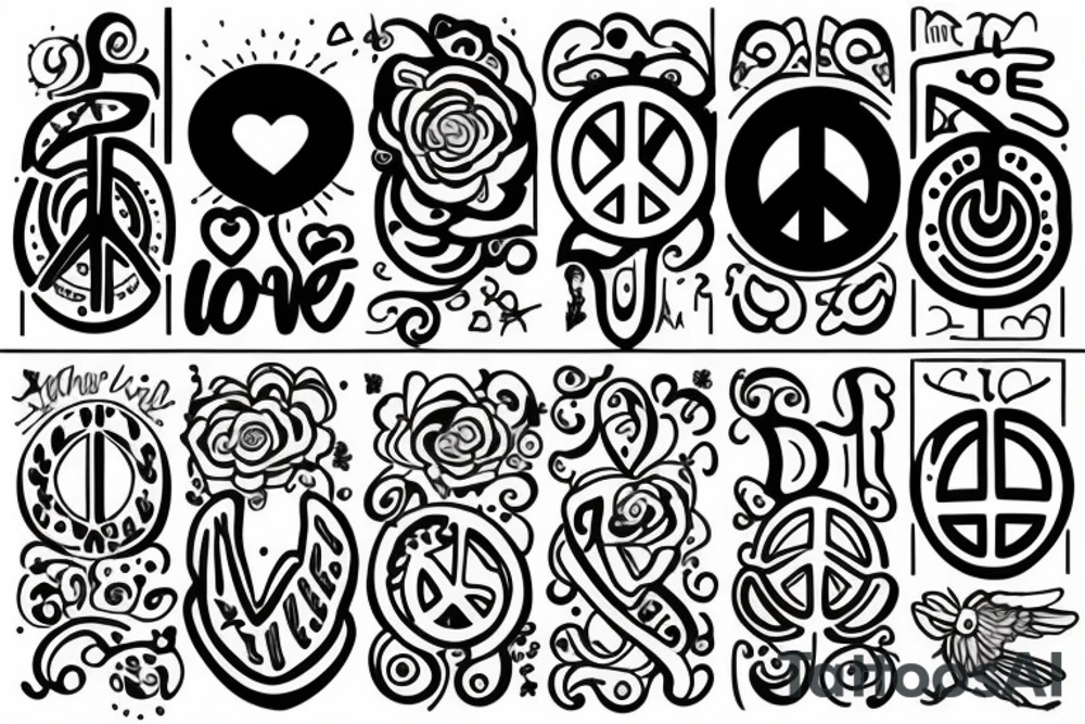 peace and love tattoo idea