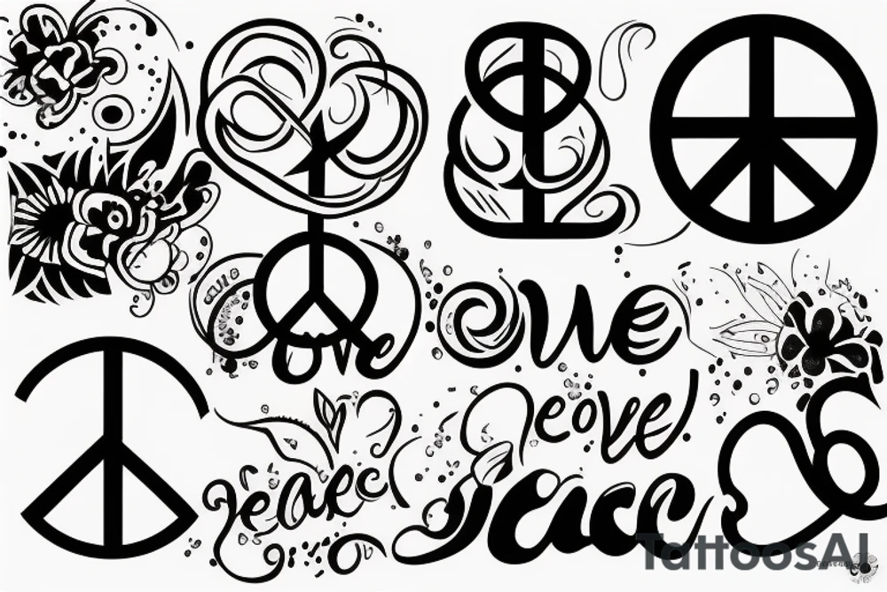 peace and love tattoo idea