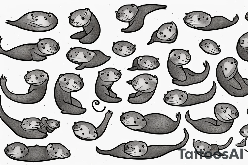Pair of otters tattoo idea