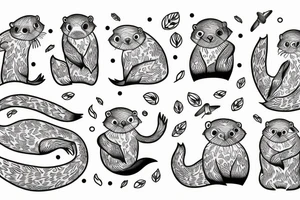 Pair of otters tattoo idea